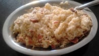 Arroz com bacon, calabresa e frango