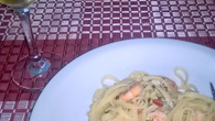 Macarrão (fettuccine) com camarão
