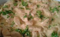 Macarrão com frango e molho branco