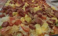 Arroz cremoso tropical com calabresa