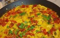 Arroz com açafrão, tomate seco e mussarela