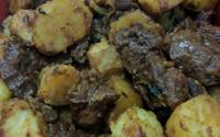 Carne refogada com batata doce