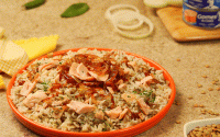 Arroz com lentilha e atum