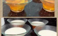 Gelatina com pêssego e creme branco