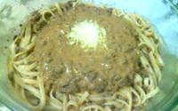 Macarrão com Estrogonofe de carne moída