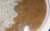 Caldo de mandioca com carne moída