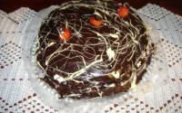 Bolo trufado de chocolate com morango