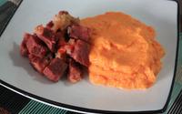 Carne de sol com purê de abóbora
