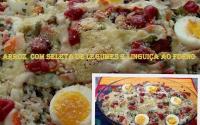 Arroz com seleta de legumes e linguiça ao forno