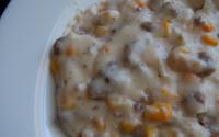 Creme de queijo com carne moída e milho
