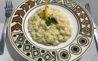 Risoto de camarão com manga