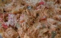 Macarrão penne com frango desfiado