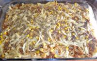 Macarrão gratinado com carne moída