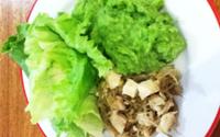 Purê de batatas e rúcula