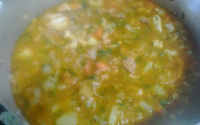 Mocotó com dobradinha, feijão branco e legumes da Vanessa