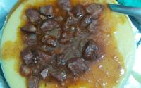Polenta com molho de calabresa