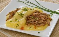 Purê de macaxeira (aipim) com carne de sol
