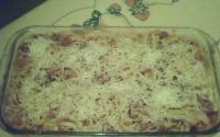 Talharim com calabresa e bacon