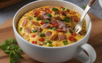Omelete na caneca pronto em 2 minutos é o café da manhã rápido ou lanche prático com ovo perfeito
