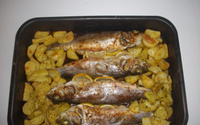 Robalos ao forno com batatas