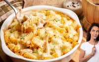 Não aceito nada menos que esse frango cremoso com manteiga de alho e massa rotini ao molho de parmesão no meu almoço de hoje