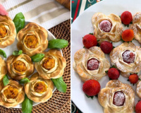 Esse é meu petisco favorito do Natal: flor de massa de pastel com recheio salgado e doce muito fácil de fazer