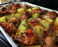 Frango assado com batata