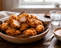 O segredo da pipoca de frango mais crocante está em um ingrediente que quase ninguém imagina usar
