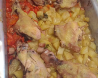 Frango assado com legumes