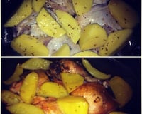Sobrecoxa assada com batatas