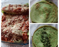 Panqueca de espinafre com recheio de palmito