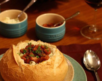 Creme de abóbora no pão italiano