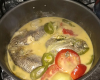 Tílapia ao leite de coco e azeite de dênde