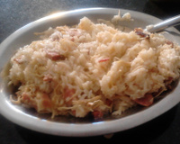 Arroz com bacon, calabresa e frango