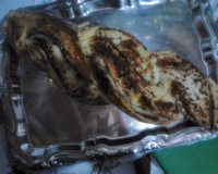 Pão trançado de bacon e calabresa