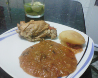 Frango ao vinho com pirão