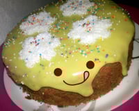 Bolo branco com calda de chocolate sem ovo