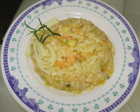 Risoto de abóbora e camarão