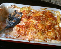 Gratinado de batata com presunto e queijo