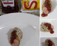 Enroladinho de batata doce  (recheio salsicha de peito de peru)