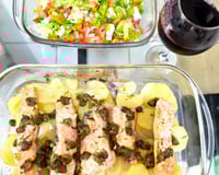 Salmão com molho de alcaparras