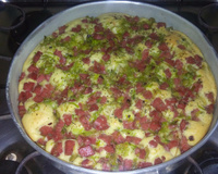 Torta de alho poró e linguiça calabresa