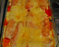 Filé de surubim com banana empanado e gratinado