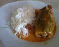 Abobrinha recheada com carne moída