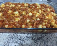 Nhoque de batata com molho de linguiça de churrasco