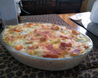 Penne ao molho de gorgonzola com camarão