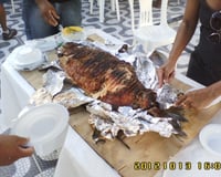 Tambaqui assado na brasa