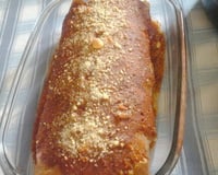 Rocambole de arroz com recheio de frango