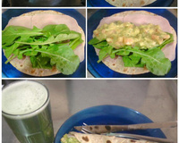 Wrap integral com rúcula, presunto magro e guacamole