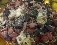 Baião de dois e ovo de galinha caipira